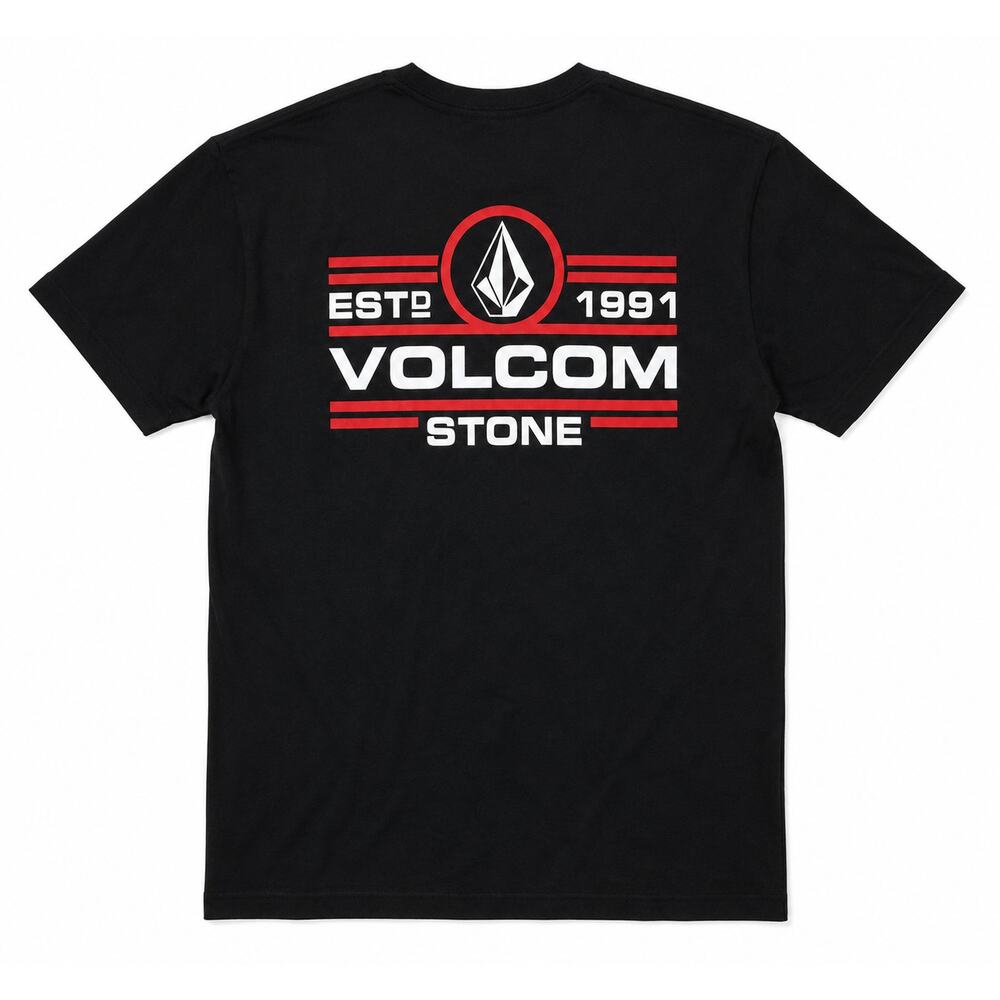 Volcom Stone Est 1991 Black Graphic TShirt Men Medium Skate Surf Cotton Tee